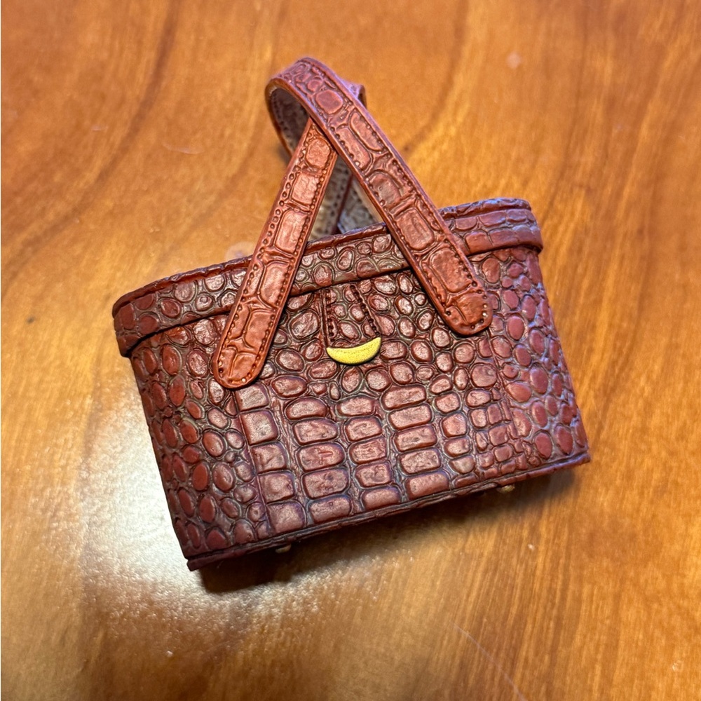 VINTAGE Raine Crocodile Embossed Brown Mini Figurine Handbag